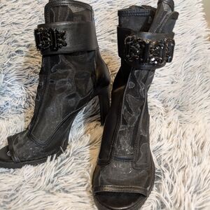 Karl Lagerfeld Black Mesh Ankle Booties